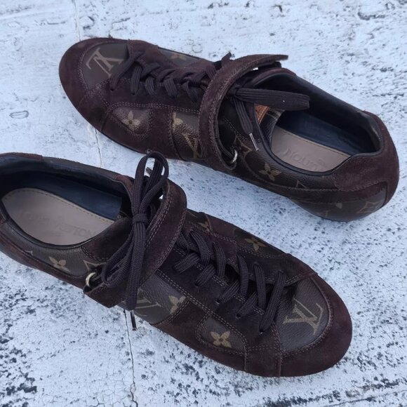 Louis Vuitton Men Shoes Brown LV Logo Lace Up Sneaker Made Italy Size 9UK 10US - Picture 9 of 13